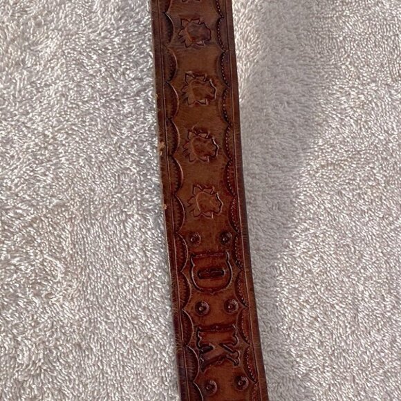 Vintage General Hot Oil And Chemical Cleaning Ltd Red Deer Brown Leather Belt - Picture 3 of 10